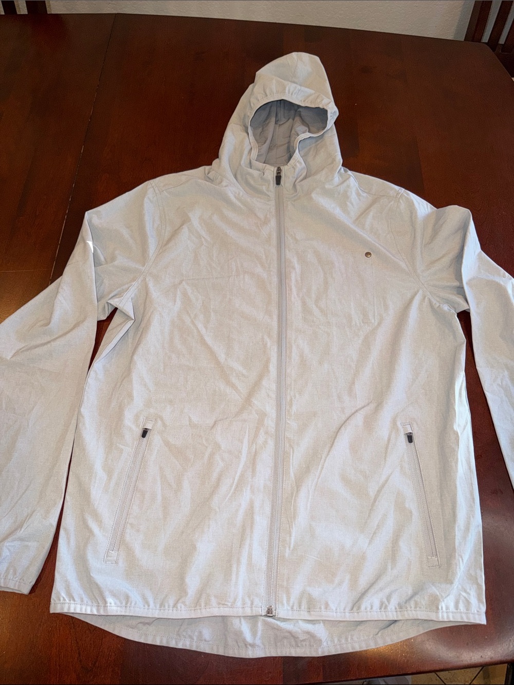 3209201 Vuori Light Gray Hooded Windbreaker trainer Jacket SZ M